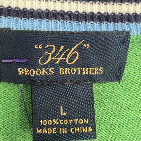Brooks Brothers “346” Cotton Sweater - green & blue - size large - Picture 3 of 7